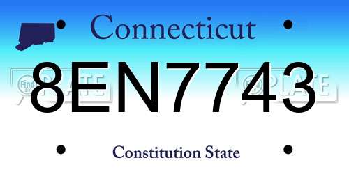 8EN7743 Connecticut License Plate