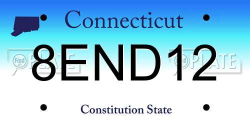 8END12 Connecticut License Plate