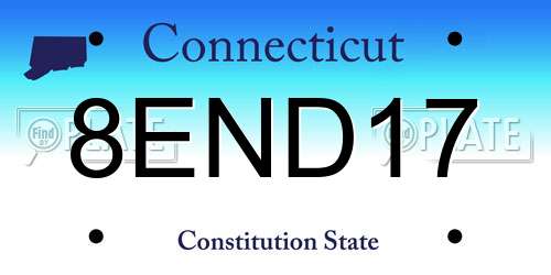 8END17 Connecticut License Plate