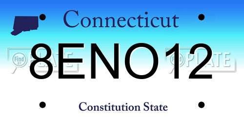 8ENO12 Connecticut License Plate