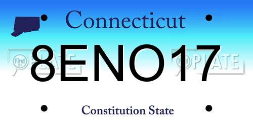 8ENO17 Connecticut License Plate