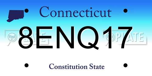 8ENQ17 Connecticut License Plate