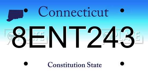 8ENT243 Connecticut License Plate