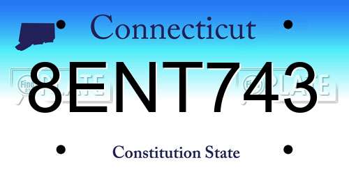 8ENT743 Connecticut License Plate