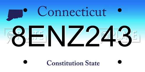 8ENZ243 Connecticut License Plate