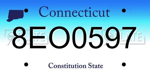 8EO0597 Connecticut License Plate