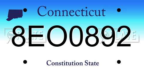 8EO0892 Connecticut License Plate