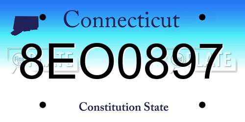 8EO0897 Connecticut License Plate