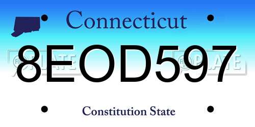 8EOD597 Connecticut License Plate