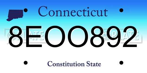 8EOO892 Connecticut License Plate