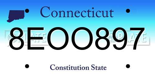 8EOO897 Connecticut License Plate
