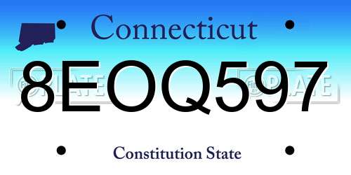 8EOQ597 Connecticut License Plate