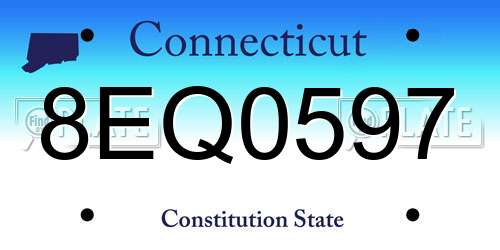 8EQ0597 Connecticut License Plate