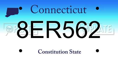 8ER562 Connecticut License Plate