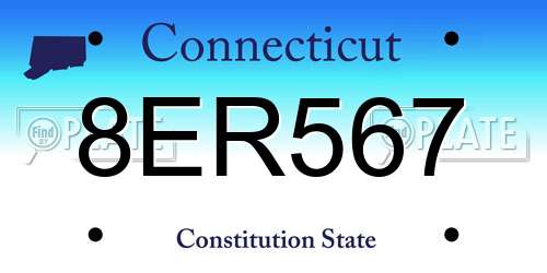 8ER567 Connecticut License Plate