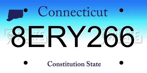 8ERY266 Connecticut License Plate