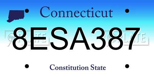 8ESA387 Connecticut License Plate