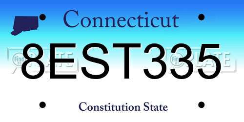 8EST335 Connecticut License Plate