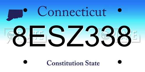 8ESZ338 Connecticut License Plate