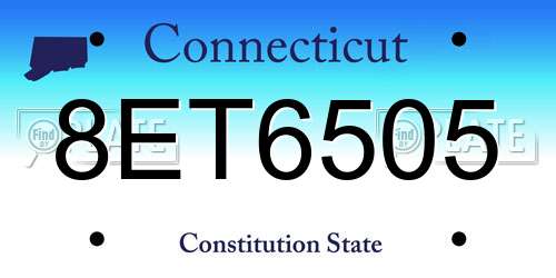 8ET6505 Connecticut License Plate
