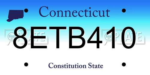 8ETB410 Connecticut License Plate