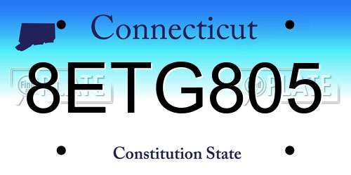 8ETG805 Connecticut License Plate
