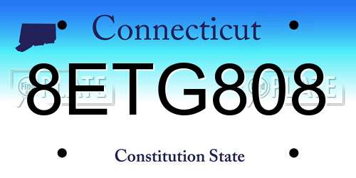 8ETG808 Connecticut License Plate