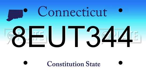 8EUT344 Connecticut License Plate