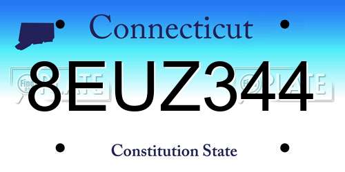 8EUZ344 Connecticut License Plate