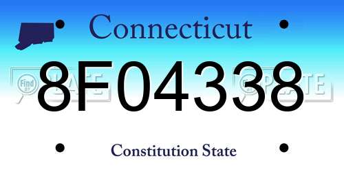8F04338 Connecticut License Plate