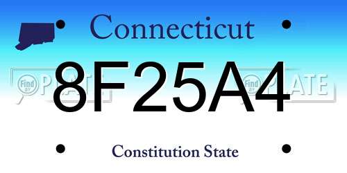 8F25A4 Connecticut License Plate
