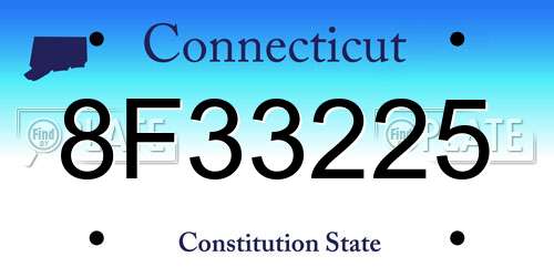 8F33225 Connecticut License Plate