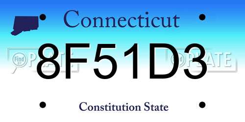 8F51D3 Connecticut License Plate