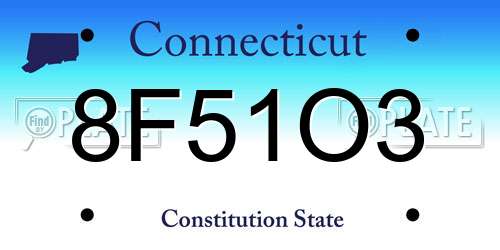 8F51O3 Connecticut License Plate