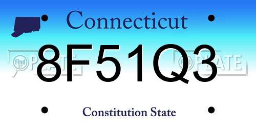 8F51Q3 Connecticut License Plate