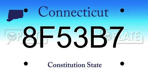 8F53B7 Connecticut License Plate