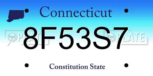 8F53S7 Connecticut License Plate