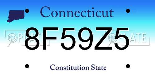 8F59Z5 Connecticut License Plate