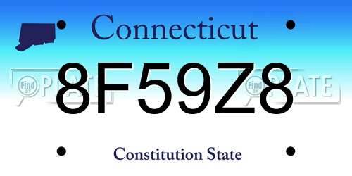 8F59Z8 Connecticut License Plate