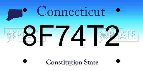8F74T2 Connecticut License Plate