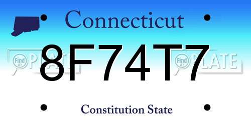 8F74T7 Connecticut License Plate