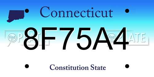 8F75A4 Connecticut License Plate