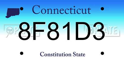 8F81D3 Connecticut License Plate