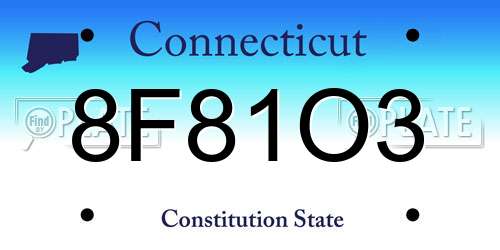8F81O3 Connecticut License Plate