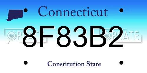 8F83B2 Connecticut License Plate