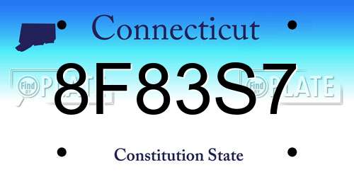 8F83S7 Connecticut License Plate