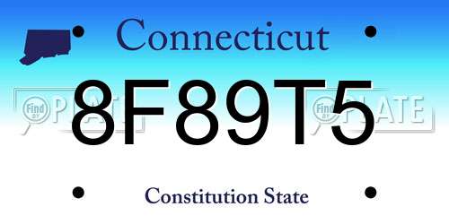 8F89T5 Connecticut License Plate