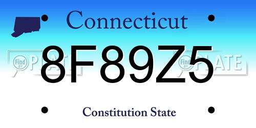 8F89Z5 Connecticut License Plate