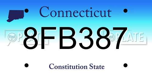 8FB387 Connecticut License Plate