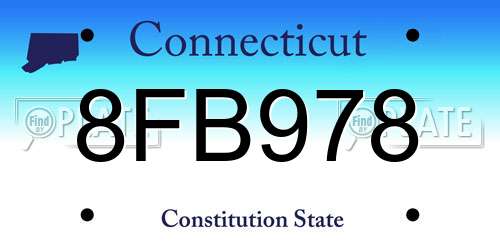 8FB978 Connecticut License Plate
